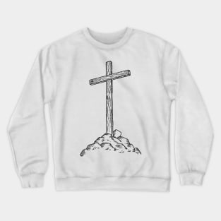 Wooden cross on a hill Crewneck Sweatshirt